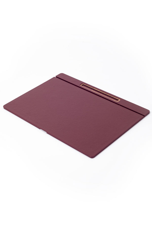 Leather Covered Desk Desk Claret Red Wood Detailed 50x35cm